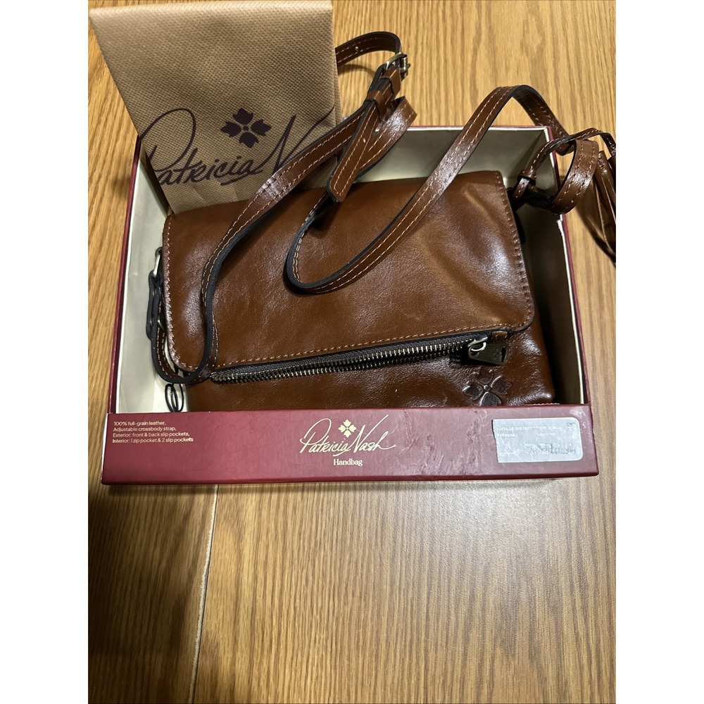 Patricia Nash Corfu Leather Crossbody Bag Purse Brown New In Box